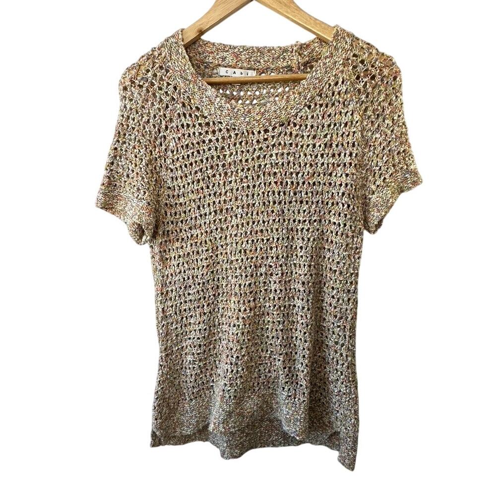 Cabi Sorbet Pullover Short Sleeve Open-Knit Sweater Women's Medium